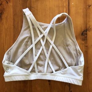Lululemon white high neck cross back sports bra size 10